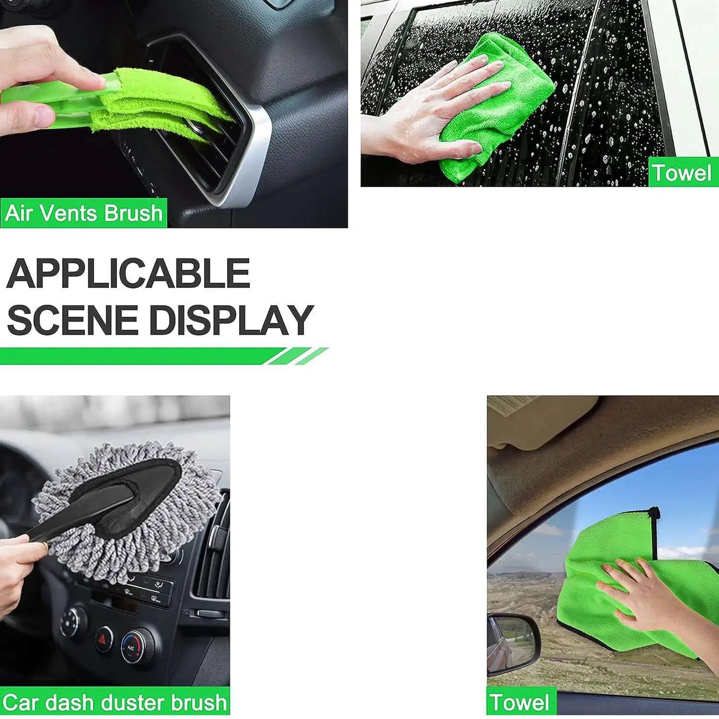13-Piece Car Detailing Cleaning Kit Car Detailing Brush Wash Engine for Wheel Clean Kit Adjustable Handle Cleaning Towel